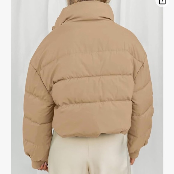 NWT Merokeety Women’s Winter Puffer Coat, Tan/Beige Color - Picture 4 of 7